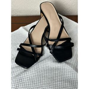 The Drop black leather strappy heels size 8